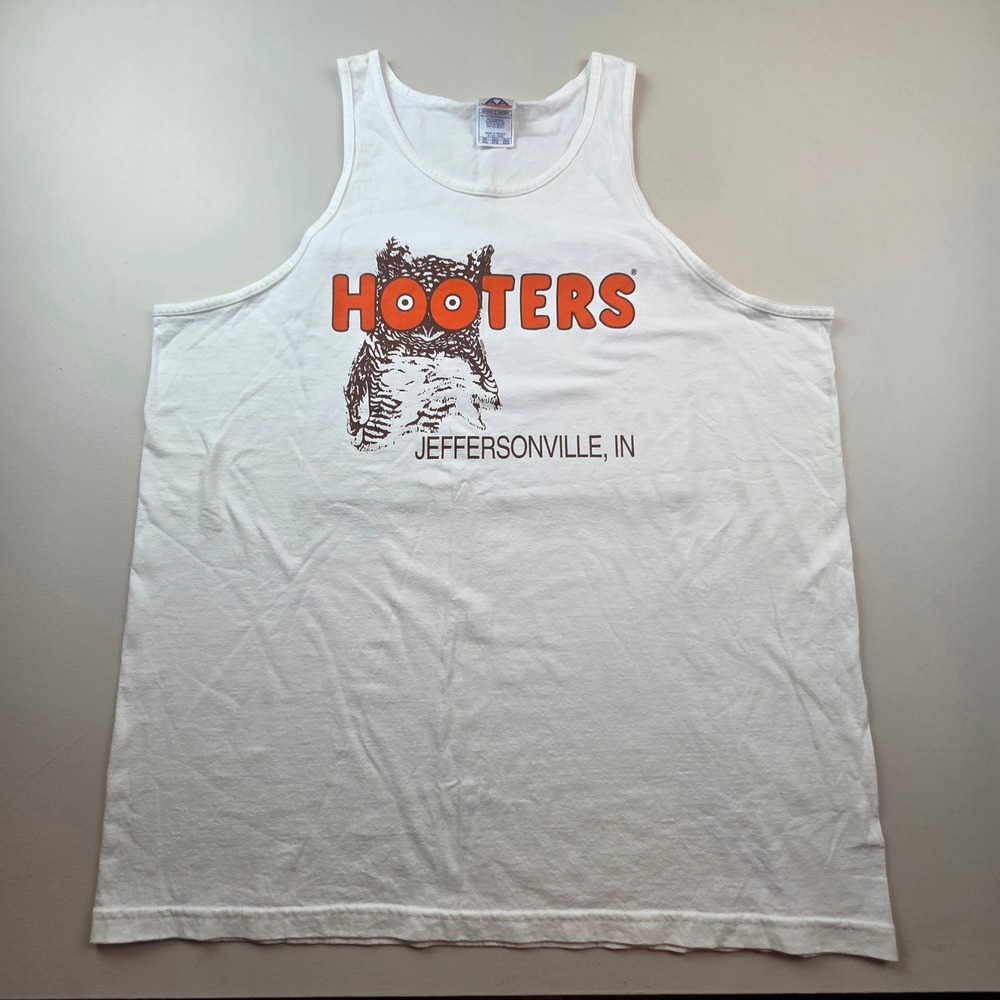 Vintage Y2K Hooters Jeffersonville IN Graphic Tank Top 2XL Alstyle 100% Cotton